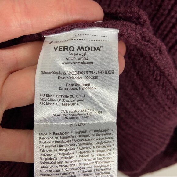 NEW Vero Moda Burgundy Wine Lace‎ Up Chunky Knit Sweater Jumper Glendora Small S - Picture 10 of 12